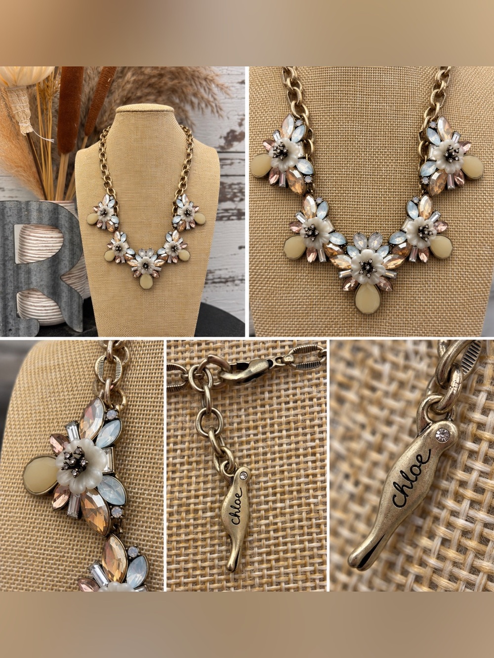 Chloe + Isabel Gold-Tone Floral Necklace with Cream and Blush Accents